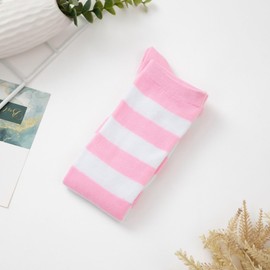 JHSSFSK Knee High Socks for Women, Long Tall Knee Tube Socks (1 pair-pink and white stripes)