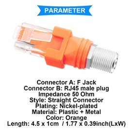 Xiatiaosann 4PCS RF to RJ45 Converter - RF Female to RJ45 Male Coaxial Barrel Coupler Adapter for Wire Tracker