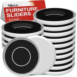 NIUXX 16Pcs Reusable Furniture Sliders for Carpet, Moving Gliders with Grooved, Round Furniture Mover Sliders for Carpet, Moving Heavy Furniture Appliances Quickly and Easily