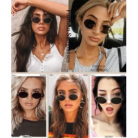 Dollger Oval Sunglasses for Women Trendy Vintage Metal Frame Glasses Retro Eyeglasses Unisex Green