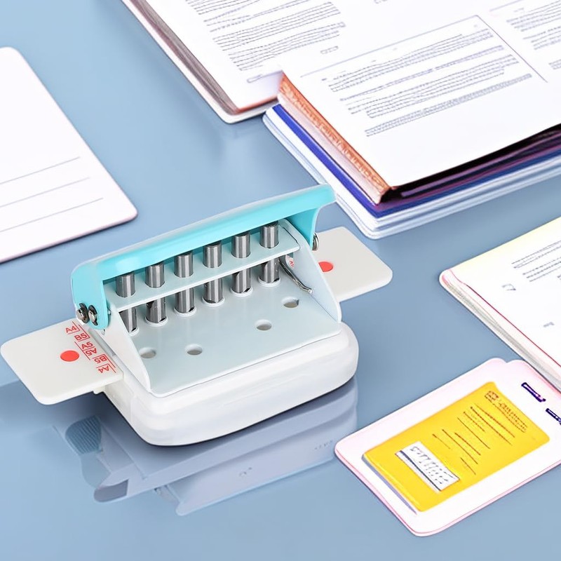 Adjustable 6-Hole Punch Paper Puncher for A4 Size Six Ring