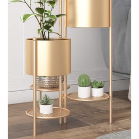 AISUNDY Metal Plant Stand, 6 Tier 6 Potted Indoor Gold Flower Pot Stand Holder Shelf, Foldable Decorative Display Rack for Multiple Potted Plants, Patio Garden, Living Room, Corner Balcony & Bedroom