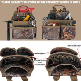 MELOTOUGH Camo Tool Belt with Suspenders Camouflage Tool Bag Supenders Framers Comb Apron Tool Belt Construction Tool Pouch Suspenders Heavy Duty Carpenter Suspension Rig for Electrician