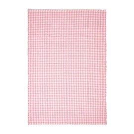 Homescapes Checked Rug Pink Flat Weave Rug 60 x 90 cm Cotton Country House Check, Handwoven Rug