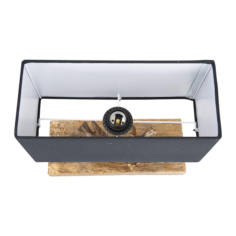 Creative Co-Op Rustic Resin Bird Table Lamp with Black Rectangle
