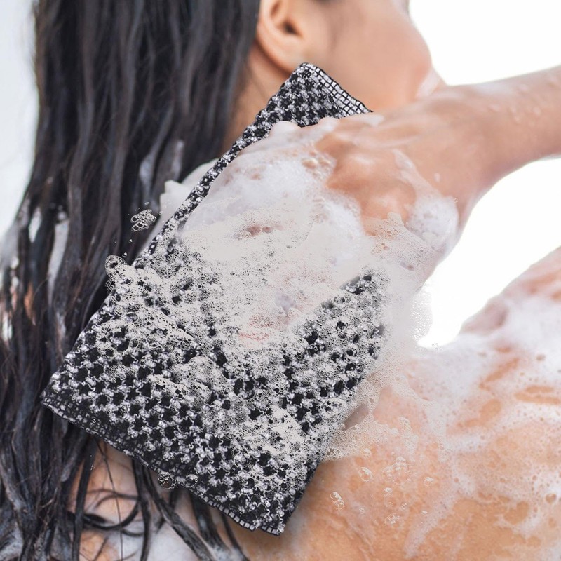 3 Rectangular Bath Towels, Body Cleansing Towels, Toiletries, Back Scrubber,