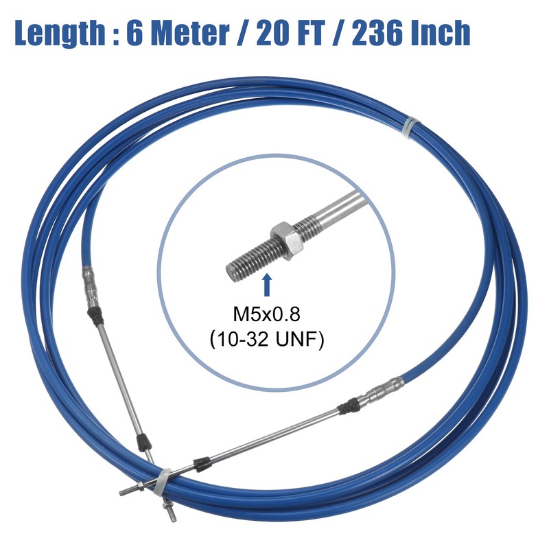 X AUTOHAUX 2pcs 20ft 6 Meter 236inch Marine Throttle Shift