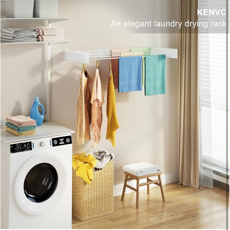 kenvc Wall Mounted Drying Rack, 31.5” Wide. 40 lbs Capacity