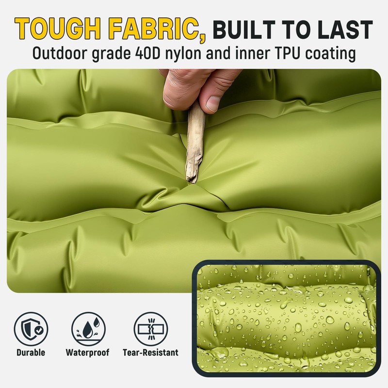 Sleeping Pad for Camping, Built-in Pump with Pillow