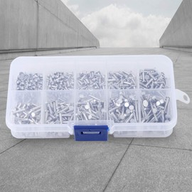 Flat Countersunk Aluminum Full Rivets, 500pcs M2 Flat Head Full Aluminum Rivets Nuts Kit Length 3/4/5/6/8/10/12/14/16/18mm for Household Automotive Industry