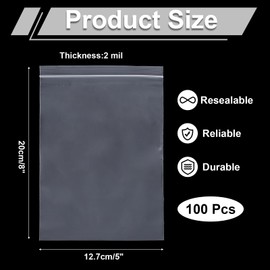 sourcing map Reclosable Plastic Bags,2 Mil 5 "x 8" Clear Self Seal Storage Bags Wrapping Packaging Bags for Jewelry, Food, Clothes,Party Favors(100 Count)