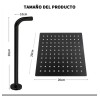 Regadera Cuadrada Tipo Lluvia 20x20 + Tubo 30+chapeton Negro