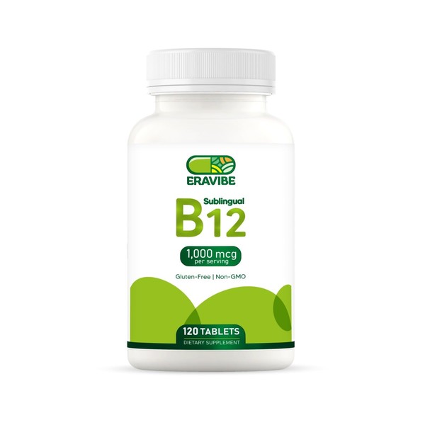 ERAVIBE Vitamin B-12 1000 mcg, 120 Tablets, Natural Cherry Flavor,