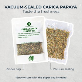 Carica Papaya Flowers Freeze Dried 4.23 Oz, Vaccum Sealed, Mind Calm & Relax Herbal Tea, No Additives & No Sugar Added, Stomach Calm & Relax, Re-steep Papaya Flower Tea & Cooking