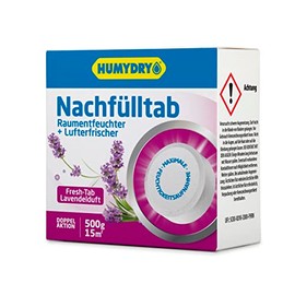 HUMYDRY Nachfüllpack TAB 500g Lavendelduft für Luftentfeuchter ohne Strom | Für mittelgroße Räume wie Badezimmern, Schlafzimmern, Wohnzimmern, Küchen | Absorbiert zu hohe Feuchtigkeit