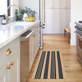 KOZYFLY Striped Front Door Mat 27.5x43 Inches Brown and Black Front Door Rug Cotton Washable Indoor Outdoor Rug Doormats Outdoor Small Striped Area Rugs for Kitchen Entryway Front Porch