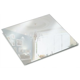 Light In The Dark 12 Inch Square Mirror Plate, Set of 12-1.5mm Thick Glass Plate Mirror Tiles - Wedding Centerpiece Table Decorations, Home Accent Wall Decor - PARNOO