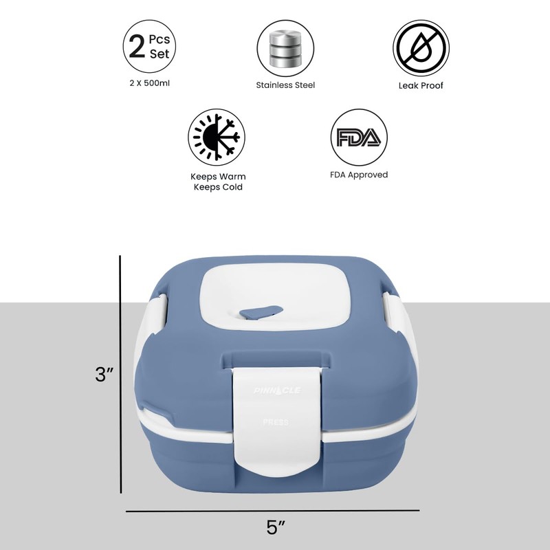 Pinnacle Insulated Leakproof Lunch Box - Thermal Lunch Container with
