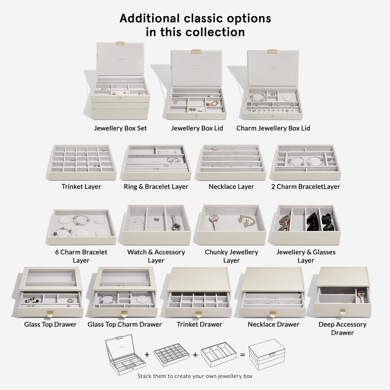 Stackers Oatmeal Classic Medium Jewellery Box Watch/Accessories Layer