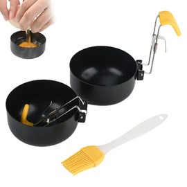 2 PCS Stainless Steel Egg Poacher, Egg Cooker with Brush Non-Stick Boiler Poached Egg Maker for Perfect Boiled Eggs Collapsible Hang Ear Egg Boiler Poached for Kitchen Tool