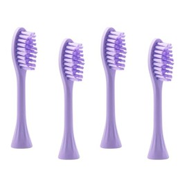 CURA32 Electric Toothbrush Replacement Brush Head - 4 Count Refill - Soft Bristles for Waterproof Ultrasonic Toothbrush 37500 VPM Vibrations - Deep Cleaning for Teeth & Gums (Purple)