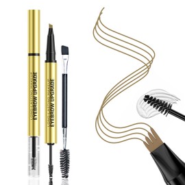 2-in-1 Microblading Eyebrow Pencil with Micro-Fork-Tip Precise Brush-Tip Eyebrow Pencils Create Natural Looking Defined Eyebrows Last All Day (Light Brown)