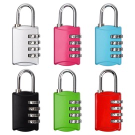 Pack of 6 Padlock Combination Lock, 4 Digit Padlock with Combination Code, Lock with Metal Combination Code, Weatherproof, Combination Lock, Small Padlock for Lockers, Gate, Fence (6 Pieces)