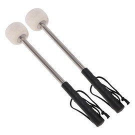 Yibuy 2x Drum Sticks Mallets Felt Drum Head with Stainless Steel Handle 12.40x1.54inch