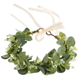minkissy 1 Piece Forest Wreath, Wedding Bride, Flower Headband, Leaf Crown, Bohemian Costume, Green Garland, Wedding Flower, Women Wreath Hat, Girl Headpiece, Polyester Fabric, Green