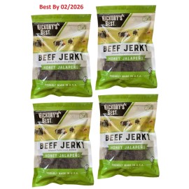 Hickory 4-PACK Hickory's Best Smoked Flavoring Added Honey Jalapeno Beef Jerky 16 oz ea