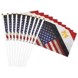 Retro America And Egypt Flag Small Mini Flag Party Decoration Flag Holding Flag 5x8 in Ten Piece