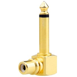 Greluma RCA to TS 1/4 Inch Audio Adapter Converter, RCA Female to 6.35 mm Mono Microphone Plug, 90 Degree Right Angled Gold-Plated Copper Guitar Jack Plug