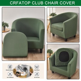 CRFATOP 2 Piece Club Chair Slipcover Stretch Barrel Chair Covers Solid Tub Chair Slipcovers Soft Armchair Covers Removable Furniture Protector Arm Chair Cover for Living Room,39