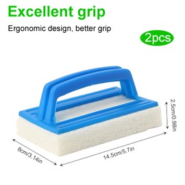 Ksvaye Pack of 2 Pool Brush Pool Sponge Brush Pool Cleaning Brush Swimming Pool Brush Hand Brush Pool Cleaning Hand Scrubber Swimming Pool Pond Brush with Handle for Cleaning Dirt and Moss