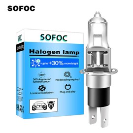 SOFOC-H3C Bulb PK22D Headlight Bulbs Fog Light Bulbs Automotive Auxiliary Lights Strong Penetration 12V 100W Warm White 5000K 2Pcs
