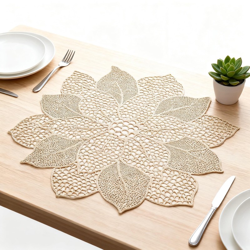Gold Placemats Set of 6 for Dining Table 15 Inch