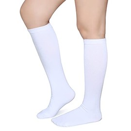 Pareberry Triple Stripes Soft Cotton Knee High Tube Socks for Men and Women (White)