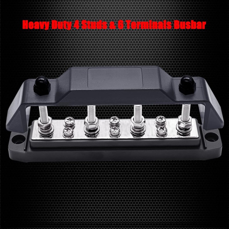 Ampper Ground Distribution Block Bus Bar, 4 x 1/4" (M6)