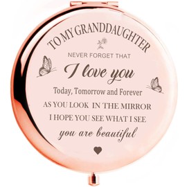 KGKAIMIZL Granddaughter Compact Mirror - Rose Gold, Birthday Gift from Grandma & Grandpa