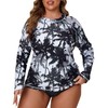 Halcurt Womens Plus Size Long Sleeve Rash Guard Swim Top