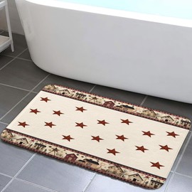 JAWO Rustic Country Bath Rugs for Bathroom, Primitive Barn Star Relax Bath Outhouse Christmas Farmhouse Bathroom Rug Bath Mat Set Floor Mats Doormat, (17X29)