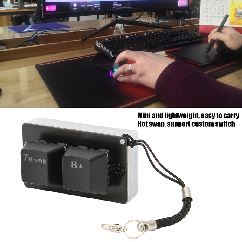 Two Key Keyboard USB Wired OSU Hot Swappable RGB Backlit