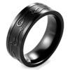 SHARDON Men's 8mm Black Titanium Ring with Engraved Fishhook Size