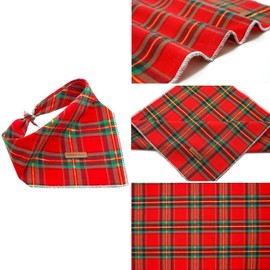 Lionheart glory Dog Bandana 1 Pack Washable Soft Cotton Christmas Bib Scarf, Adjustable Kerchief Square Dog Bandanas for Small Dogs Checked Bandanas
