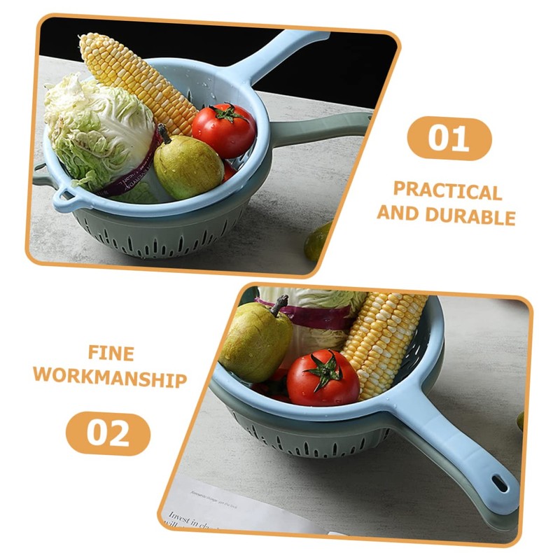 SOLUSTRE Plastic Colander Strainer Handle 4pcs Kitchen Utensils for Fruit