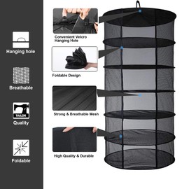 Desy & Feeci Hanging Herb Drying Net, 6-Layer Plant Net, Drying Stand for Herbs, 2 ft Plant Hanging Mesh Drying Net, Black (D60 x H 120 cm)