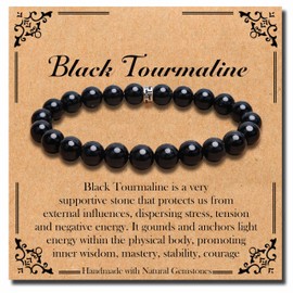 BONNY BOXX Natural Healing Gemstone Bracelet, 8mm Semi Precious Stone Bracelet for Men Women, Stress Relief Crystal Jewelry