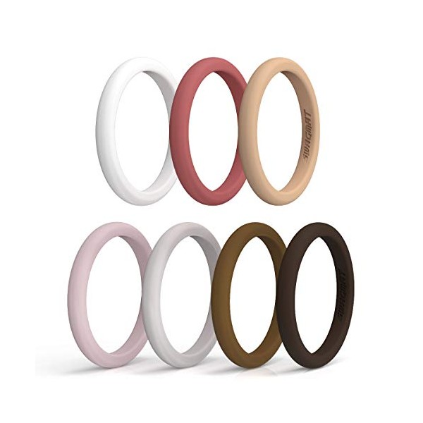 Swagmat Silicone Wedding Rings, 7 Pack Stackable Bands 3mm - Size 11