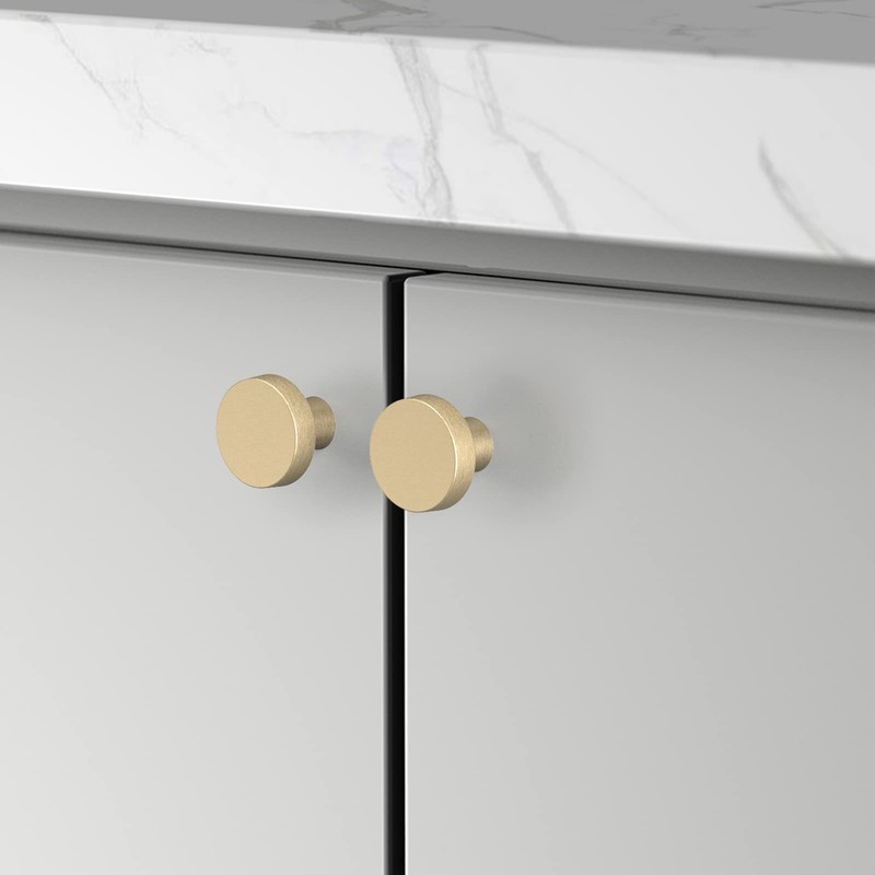 KNOKLOCK 10 Pack Kitchen Cabinet Knob Brushed Gold Round Dresser