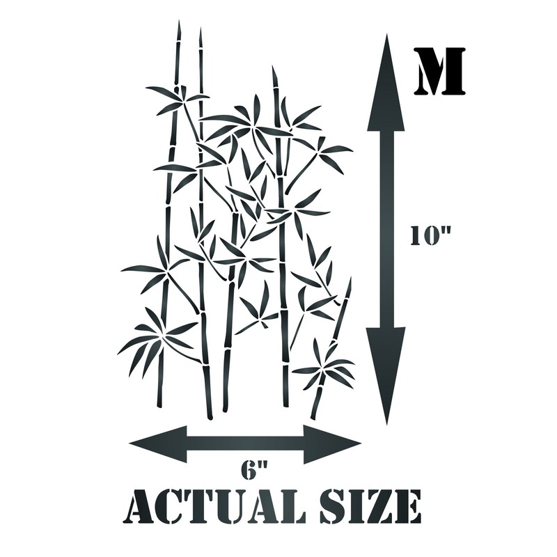 Bamboo Stencil, 6.5 x 10.4 inches (M) Reusable Large Evergreen